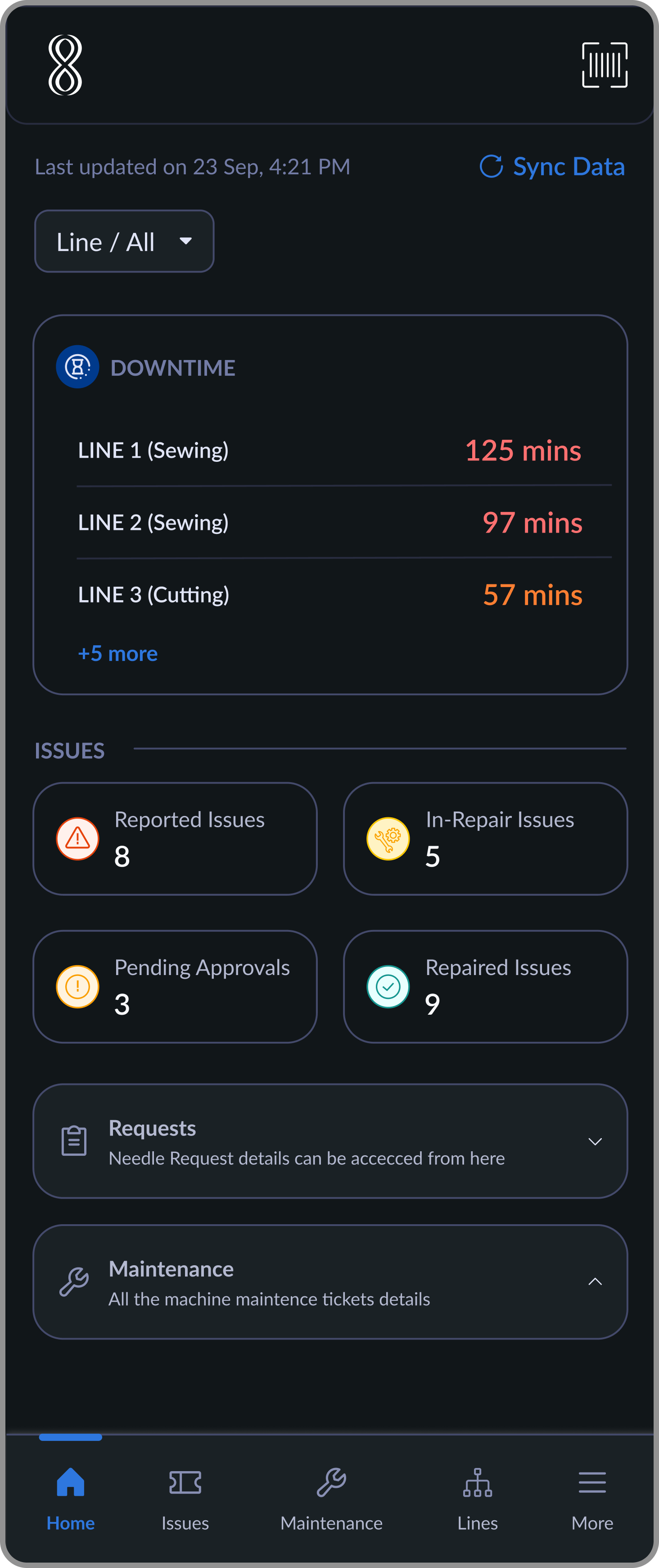 Home to scan entry point screen