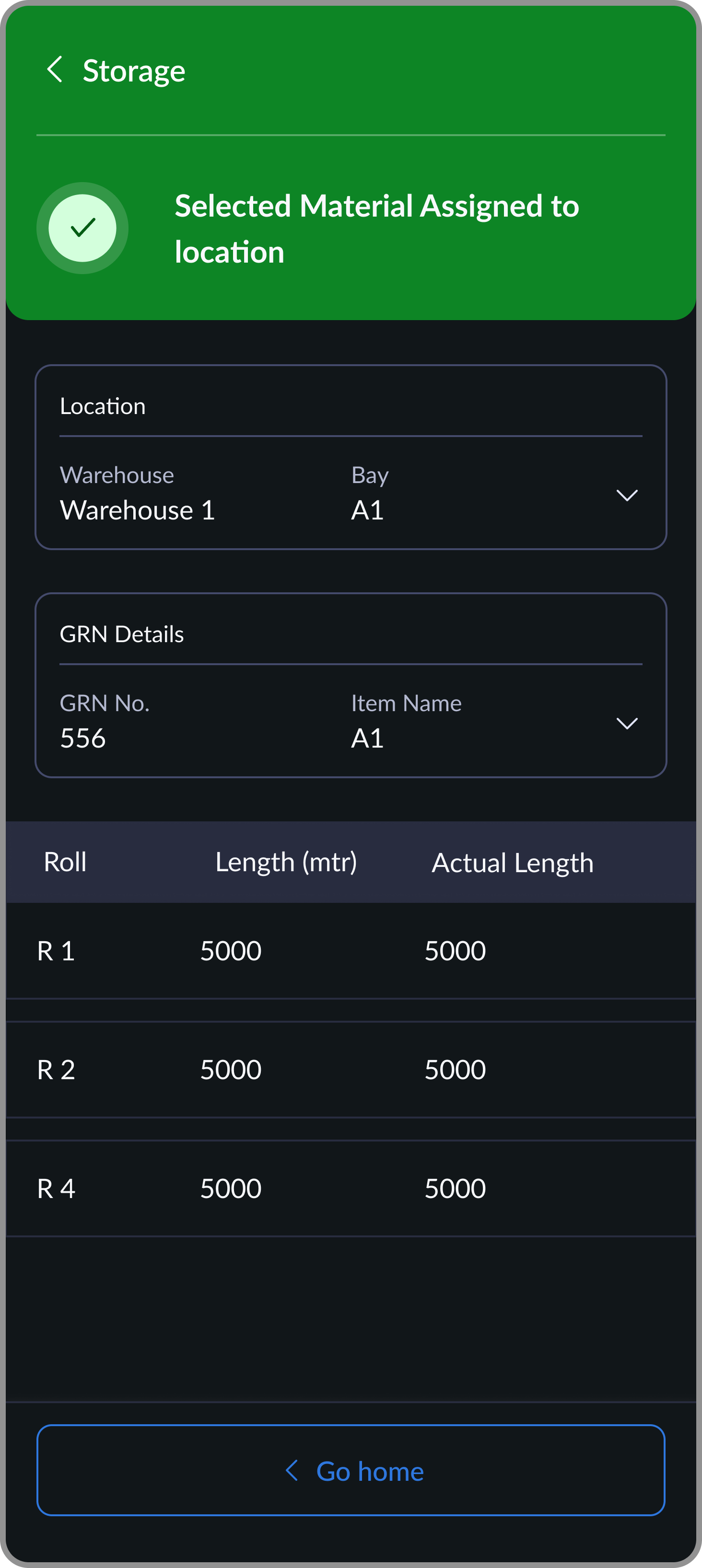 Storage assignment screen 6